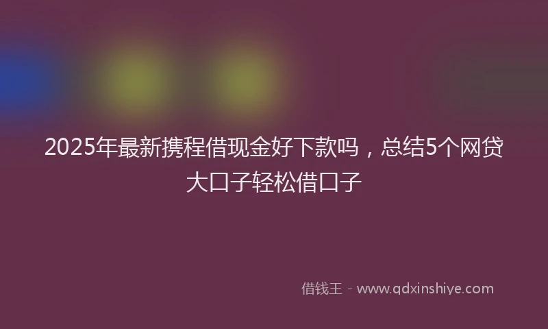 2025年最新携程借现金好下款吗，总结5个网贷大口子轻松借口子
