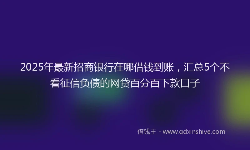 2025年最新招商银行在哪借钱到账，汇总5个不看征信负债的网贷百分百下款口子
