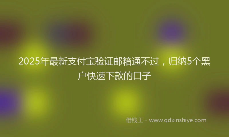 2025年最新支付宝验证邮箱通不过，归纳5个黑户快速下款的口子