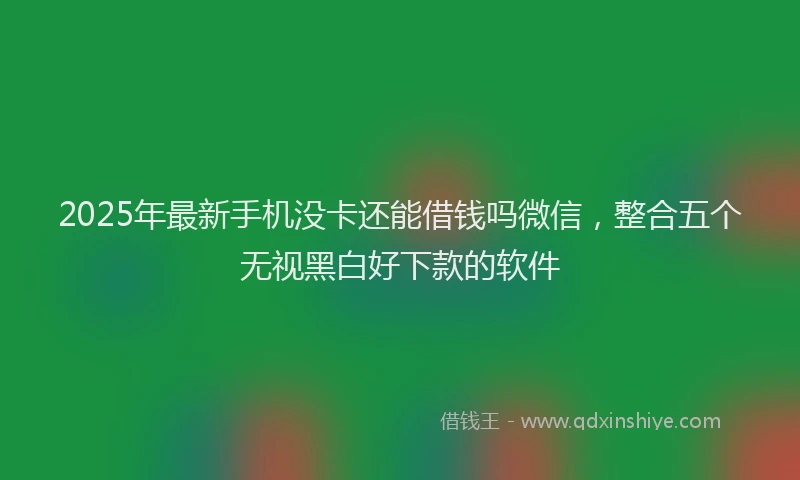 2025年最新手机没卡还能借钱吗微信，整合五个无视黑白好下款的软件