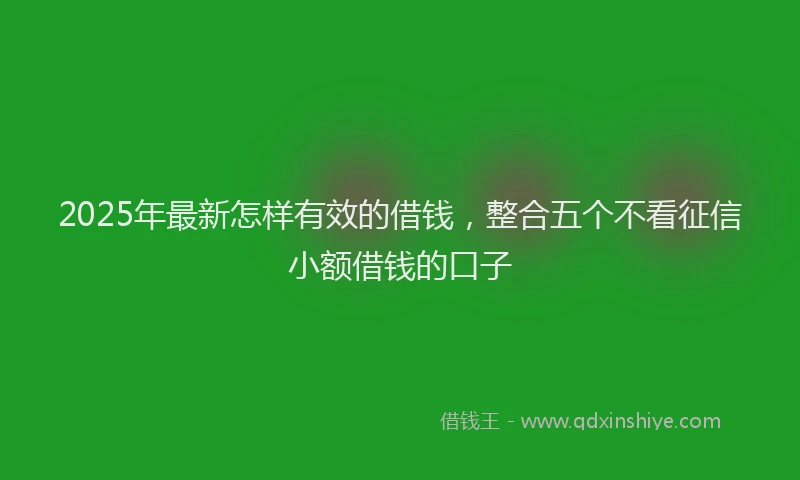 2025年最新怎样有效的借钱，整合五个不看征信小额借钱的口子