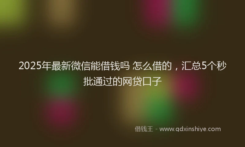 2025年最新微信能借钱吗 怎么借的，汇总5个秒批通过的网贷口子