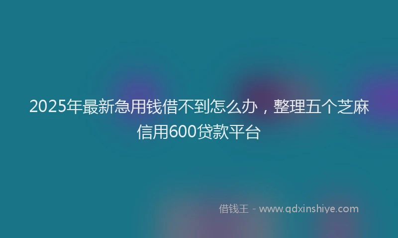 2025年最新急用钱借不到怎么办，整理五个芝麻信用600贷款平台