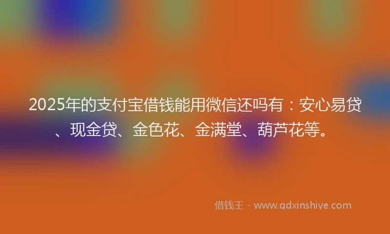 2025年的支付宝借钱能用微信还吗有：安心易贷、现金贷、金色花、金满堂、葫芦花等。