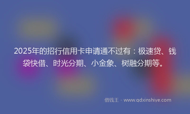 2025年的招行信用卡申请通不过有：极速贷、钱袋快借、时光分期、小金象、树融分期等。