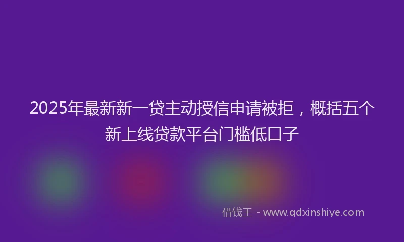 2025年最新新一贷主动授信申请被拒，概括五个新上线贷款平台门槛低口子