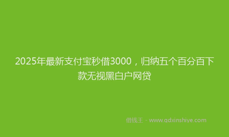 2025年最新支付宝秒借3000，归纳五个百分百下款无视黑白户网贷