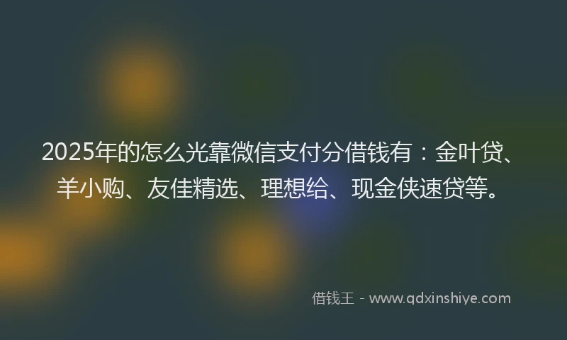 2025年的怎么光靠微信支付分借钱有：金叶贷、羊小购、友佳精选、理想给、现金侠速贷等。
