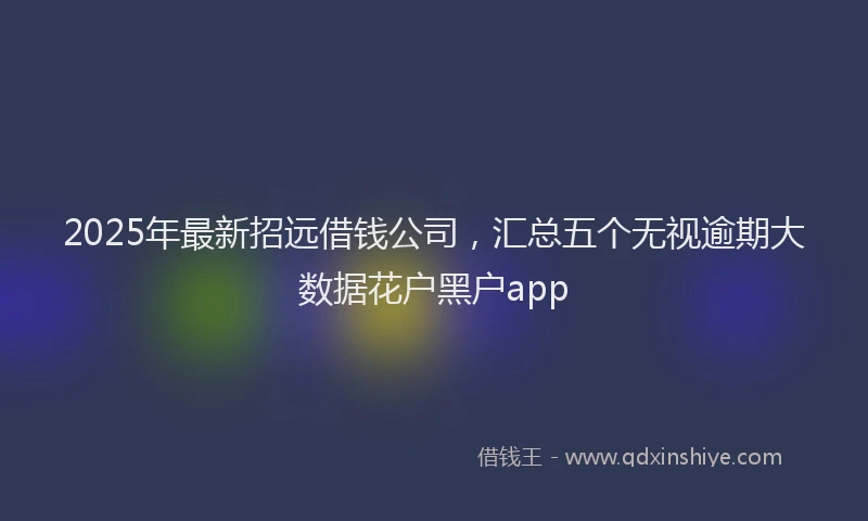 2025年最新招远借钱公司，汇总五个无视逾期大数据花户黑户app