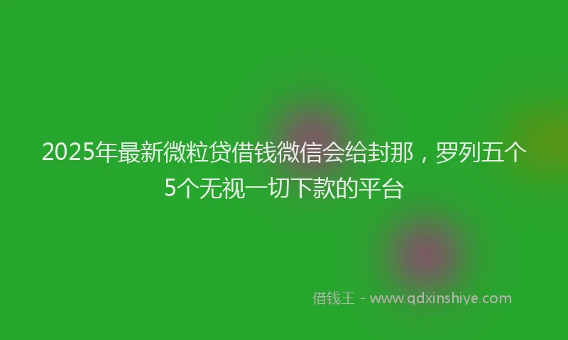 2025年最新微粒贷借钱微信会给封那，罗列五个5个无视一切下款的平台
