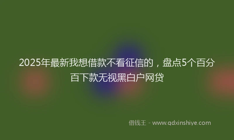2025年最新我想借款不看征信的，盘点5个百分百下款无视黑白户网贷