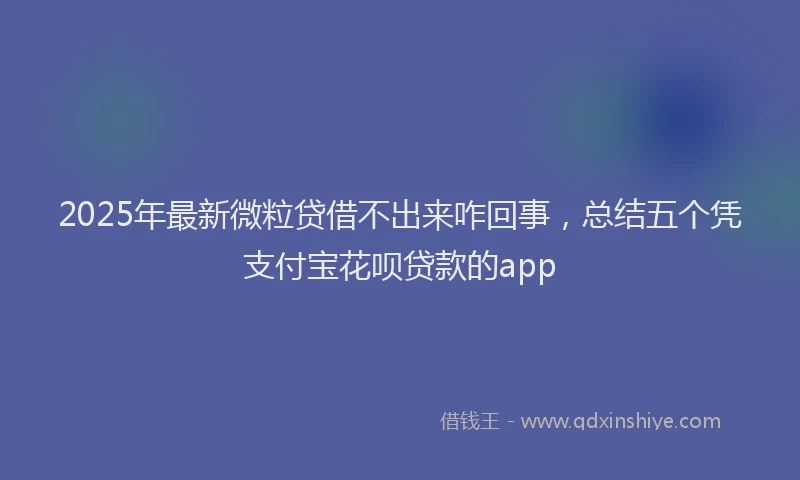 2025年最新微粒贷借不出来咋回事，总结五个凭支付宝花呗贷款的app