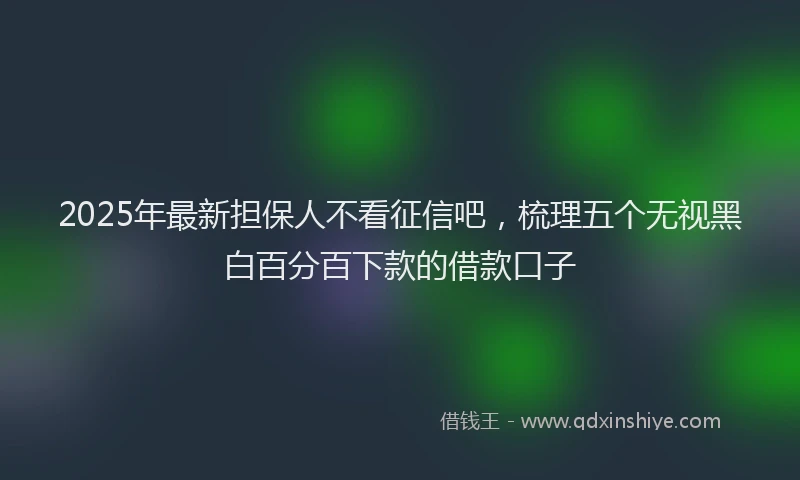 2025年最新担保人不看征信吧，梳理五个无视黑白百分百下款的借款口子