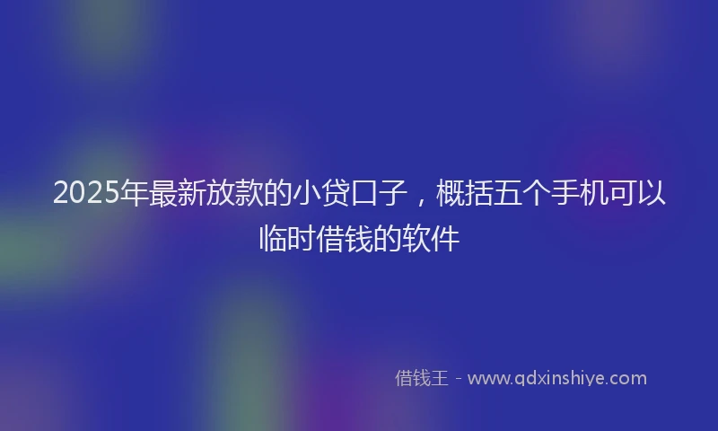 2025年最新放款的小贷口子，概括五个手机可以临时借钱的软件