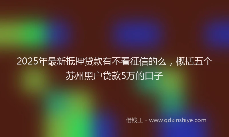 2025年最新抵押贷款有不看征信的么，概括五个苏州黑户贷款5万的口子