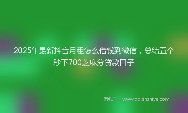 2025年最新抖音月租怎么借钱到微信，总结五个秒下700芝麻分贷款口子