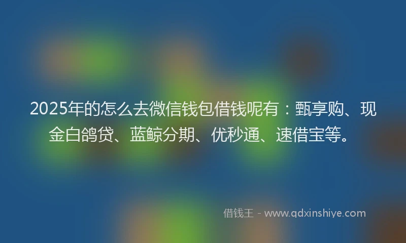 2025年的怎么去微信钱包借钱呢有：甄享购、现金白鸽贷、蓝鲸分期、优秒通、速借宝等。