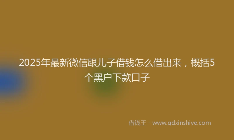 2025年最新微信跟儿子借钱怎么借出来，概括5个黑户下款口子