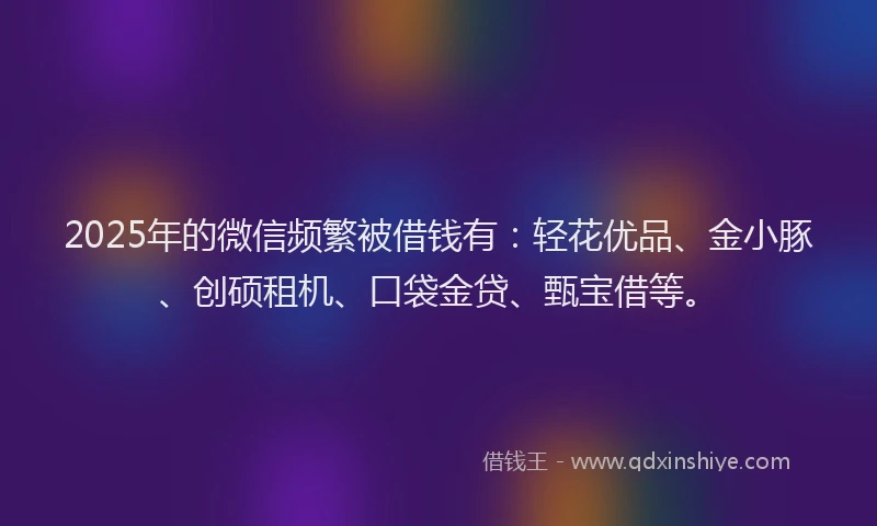 2025年的微信频繁被借钱有：轻花优品、金小豚、创硕租机、口袋金贷、甄宝借等。