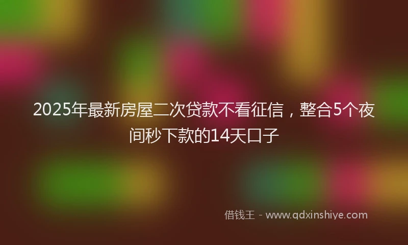 2025年最新房屋二次贷款不看征信，整合5个夜间秒下款的14天口子