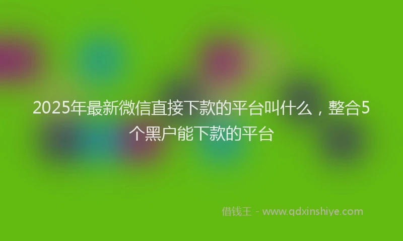 2025年最新微信直接下款的平台叫什么，整合5个黑户能下款的平台