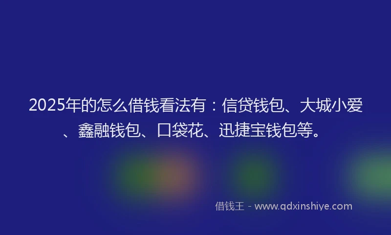 2025年的怎么借钱看法有：信贷钱包、大城小爱、鑫融钱包、口袋花、迅捷宝钱包等。