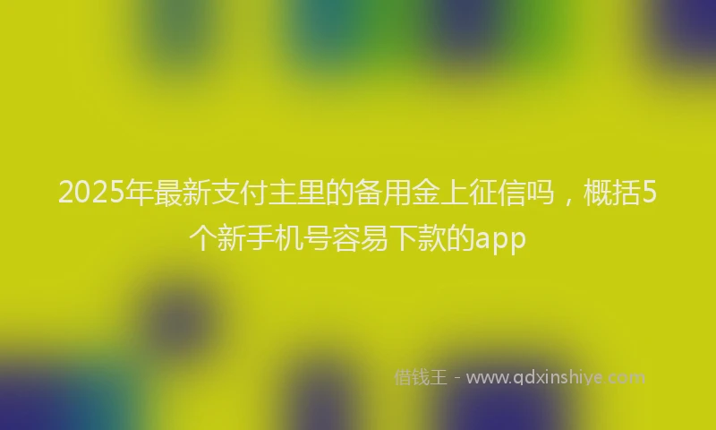 2025年最新支付主里的备用金上征信吗，概括5个新手机号容易下款的app