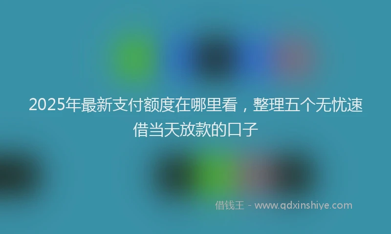 2025年最新支付额度在哪里看，整理五个无忧速借当天放款的口子