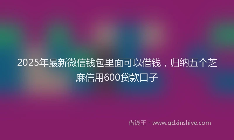 2025年最新微信钱包里面可以借钱，归纳五个芝麻信用600贷款口子