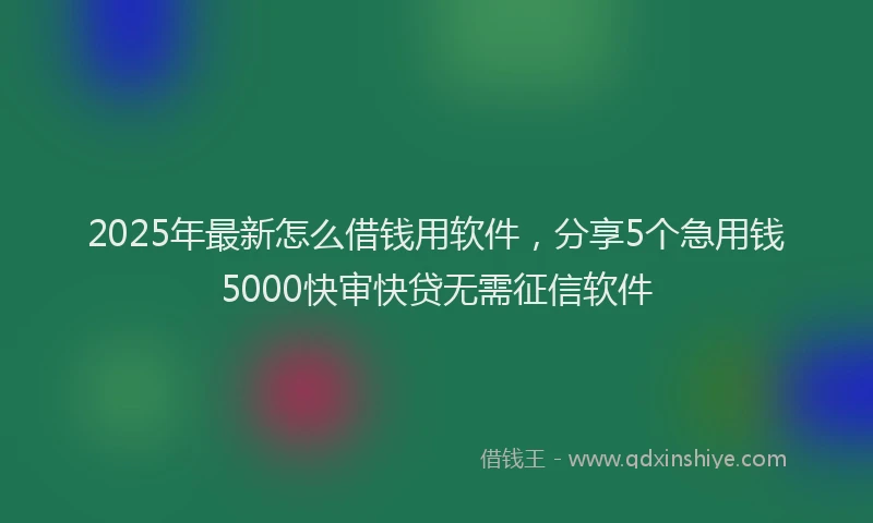 2025年最新怎么借钱用软件，分享5个急用钱5000快审快贷无需征信软件