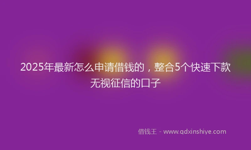 2025年最新怎么申请借钱的，整合5个快速下款无视征信的口子