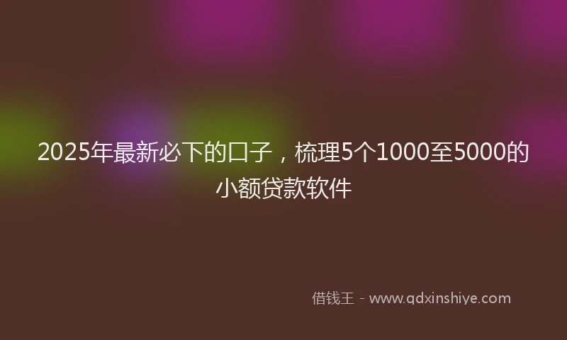 2025年最新必下的口子，梳理5个1000至5000的小额贷款软件