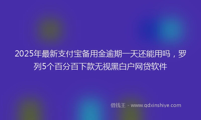 2025年最新支付宝备用金逾期一天还能用吗，罗列5个百分百下款无视黑白户网贷软件