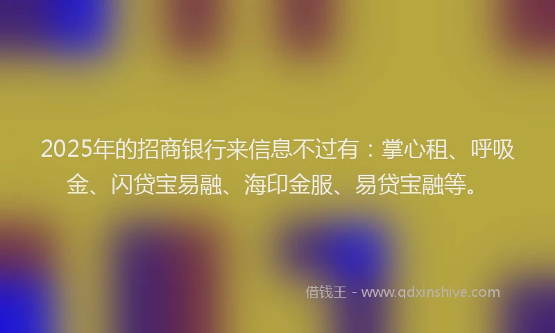2025年的招商银行来信息不过有：掌心租、呼吸金、闪贷宝易融、海印金服、易贷宝融等。