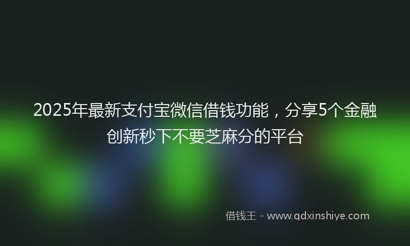 2025年最新支付宝微信借钱功能，分享5个金融创新秒下不要芝麻分的平台
