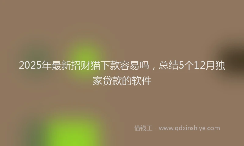 2025年最新招财猫下款容易吗，总结5个12月独家贷款的软件