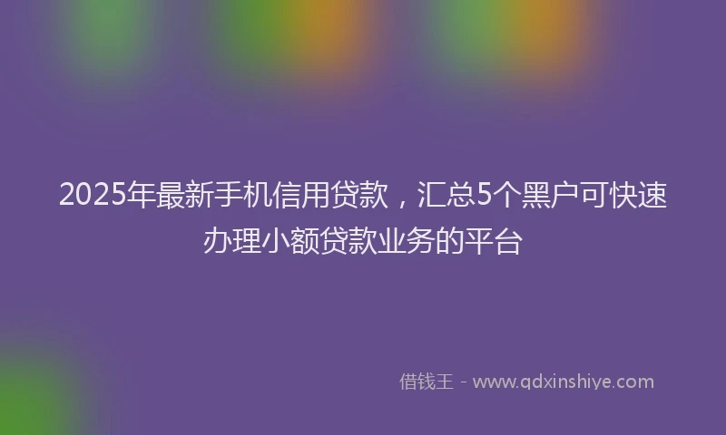2025年最新手机信用贷款，汇总5个黑户可快速办理小额贷款业务的平台