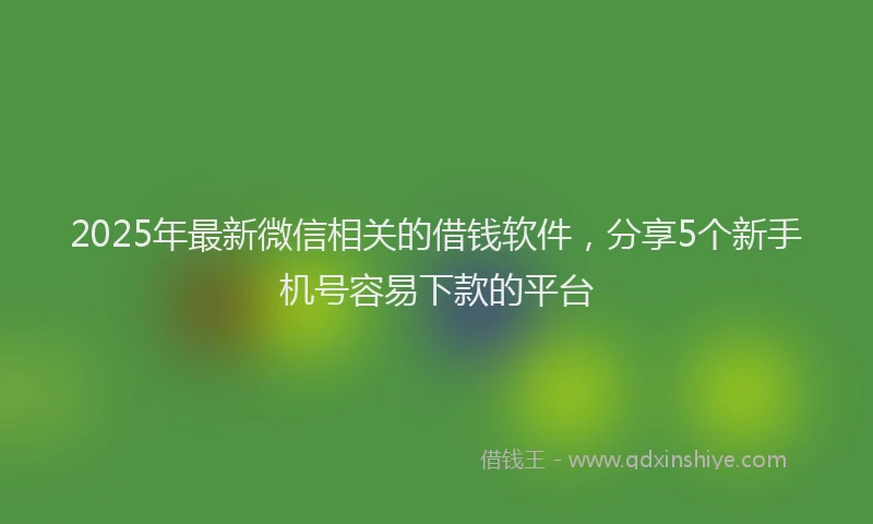 2025年最新微信相关的借钱软件，分享5个新手机号容易下款的平台