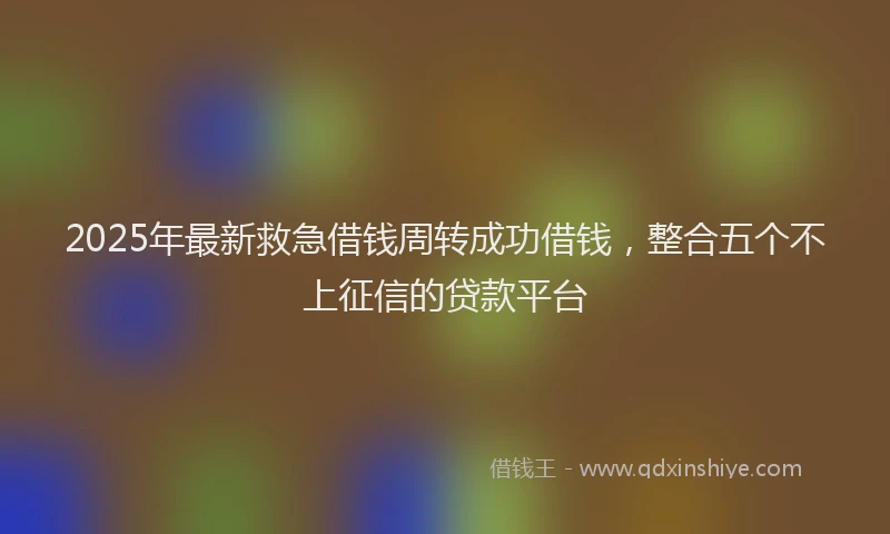 2025年最新救急借钱周转成功借钱，整合五个不上征信的贷款平台
