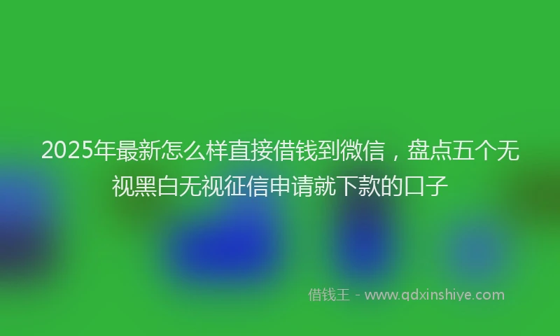 2025年最新怎么样直接借钱到微信，盘点五个无视黑白无视征信申请就下款的口子