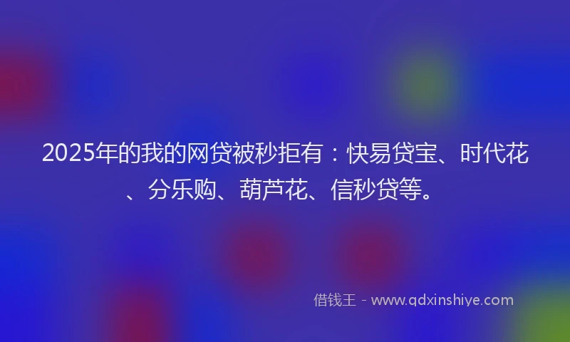 2025年的我的网贷被秒拒有：快易贷宝、时代花、分乐购、葫芦花、信秒贷等。