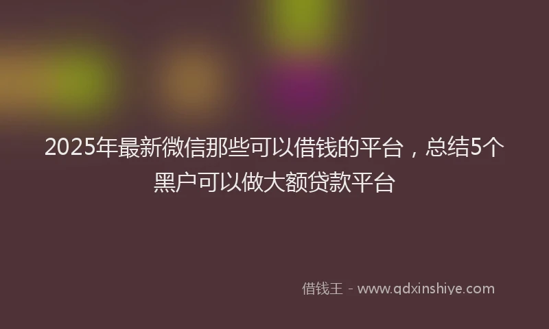 2025年最新微信那些可以借钱的平台，总结5个黑户可以做大额贷款平台