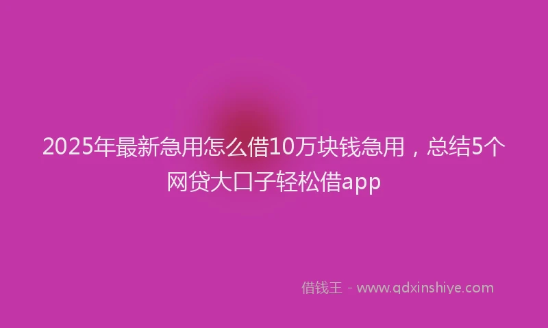 2025年最新急用怎么借10万块钱急用，总结5个网贷大口子轻松借app