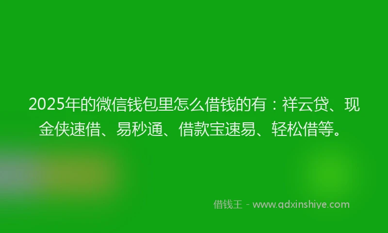 2025年的微信钱包里怎么借钱的有：祥云贷、现金侠速借、易秒通、借款宝速易、轻松借等。
