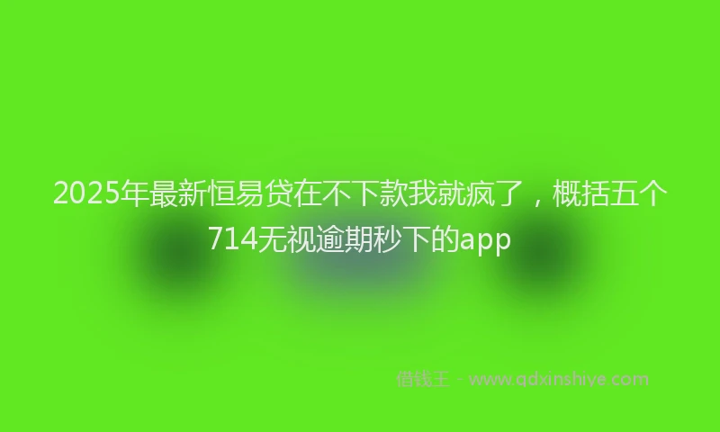 2025年最新恒易贷在不下款我就疯了，概括五个714无视逾期秒下的app