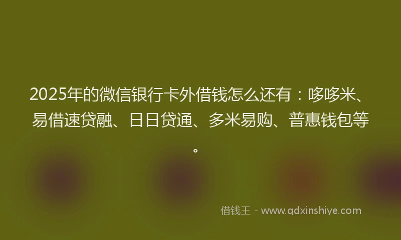 2025年的微信银行卡外借钱怎么还有：哆哆米、易借速贷融、日日贷通、多米易购、普惠钱包等。
