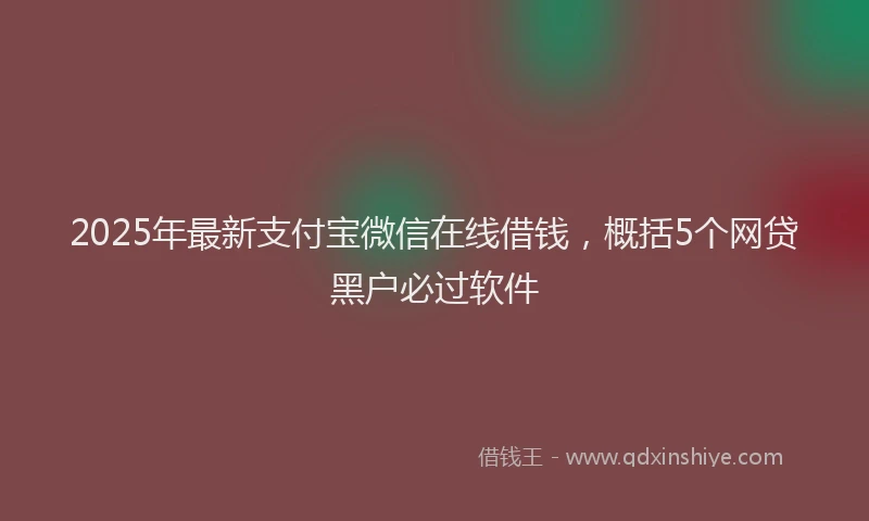 2025年最新支付宝微信在线借钱，概括5个网贷黑户必过软件