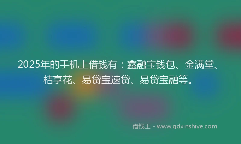 2025年的手机上借钱有：鑫融宝钱包、金满堂、桔享花、易贷宝速贷、易贷宝融等。