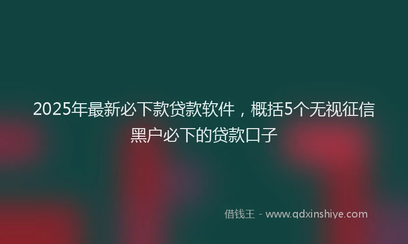 2025年最新必下款贷款软件，概括5个无视征信黑户必下的贷款口子