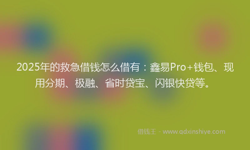 2025年的救急借钱怎么借有：鑫易Pro+钱包、现用分期、极融、省时贷宝、闪银快贷等。
